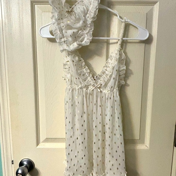 Victoria's Secret Other - Victoria's Secret Lingerie, White See Through with Gold Accents and Panties